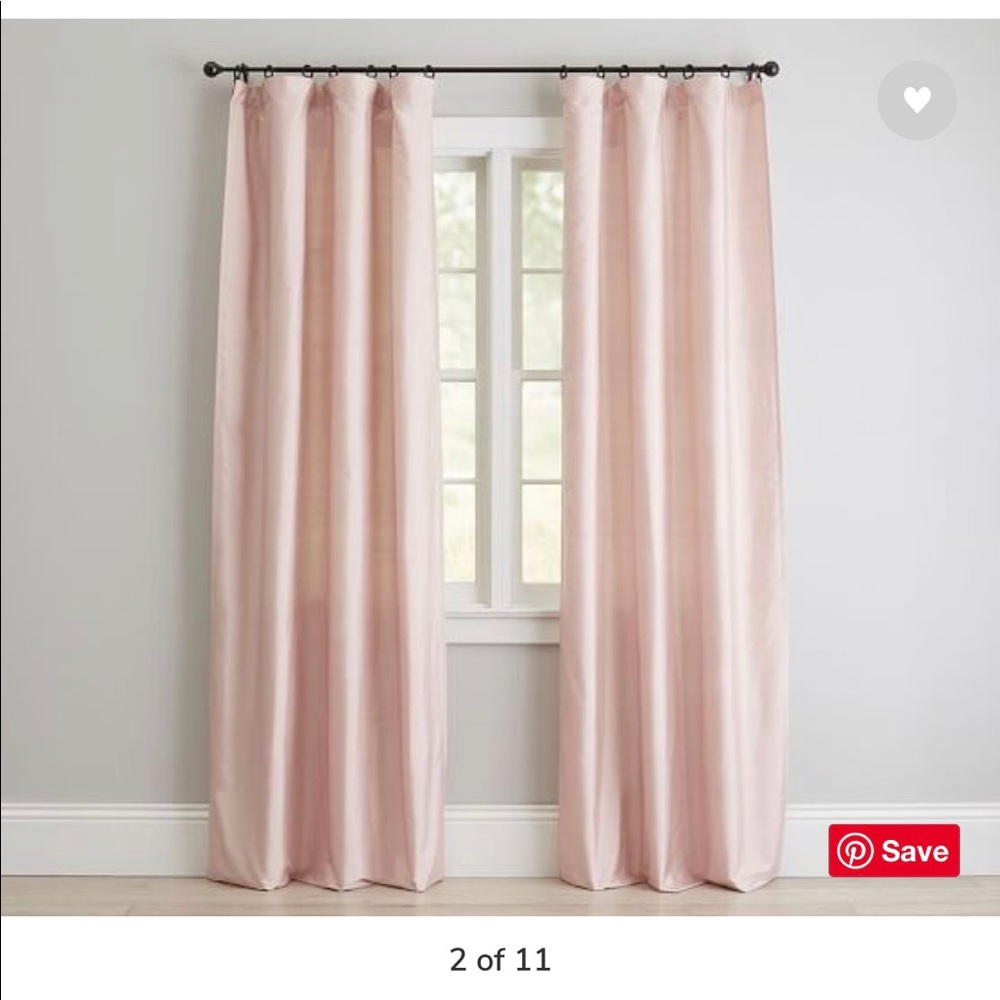 Pottery Barn Dupioni Silk Pole Pocket Drape - Rose